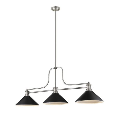 Z-LITE Melange 3 Light Chandelier, Brushed Nickel & Matte Black 725-3BN-MMB